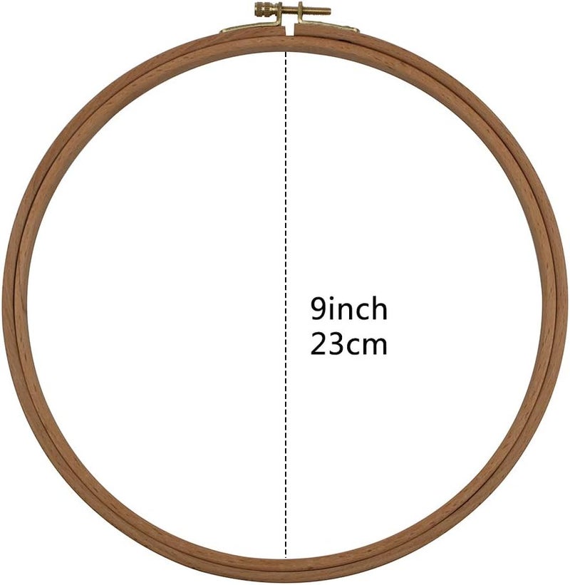 GuoFa 2 Pack 9 Inch Wood Embroidery Hoop, 23CM Beech Wood Cross Stitch Hoops, Hanging Hoop Frame for Decoration - Image 2